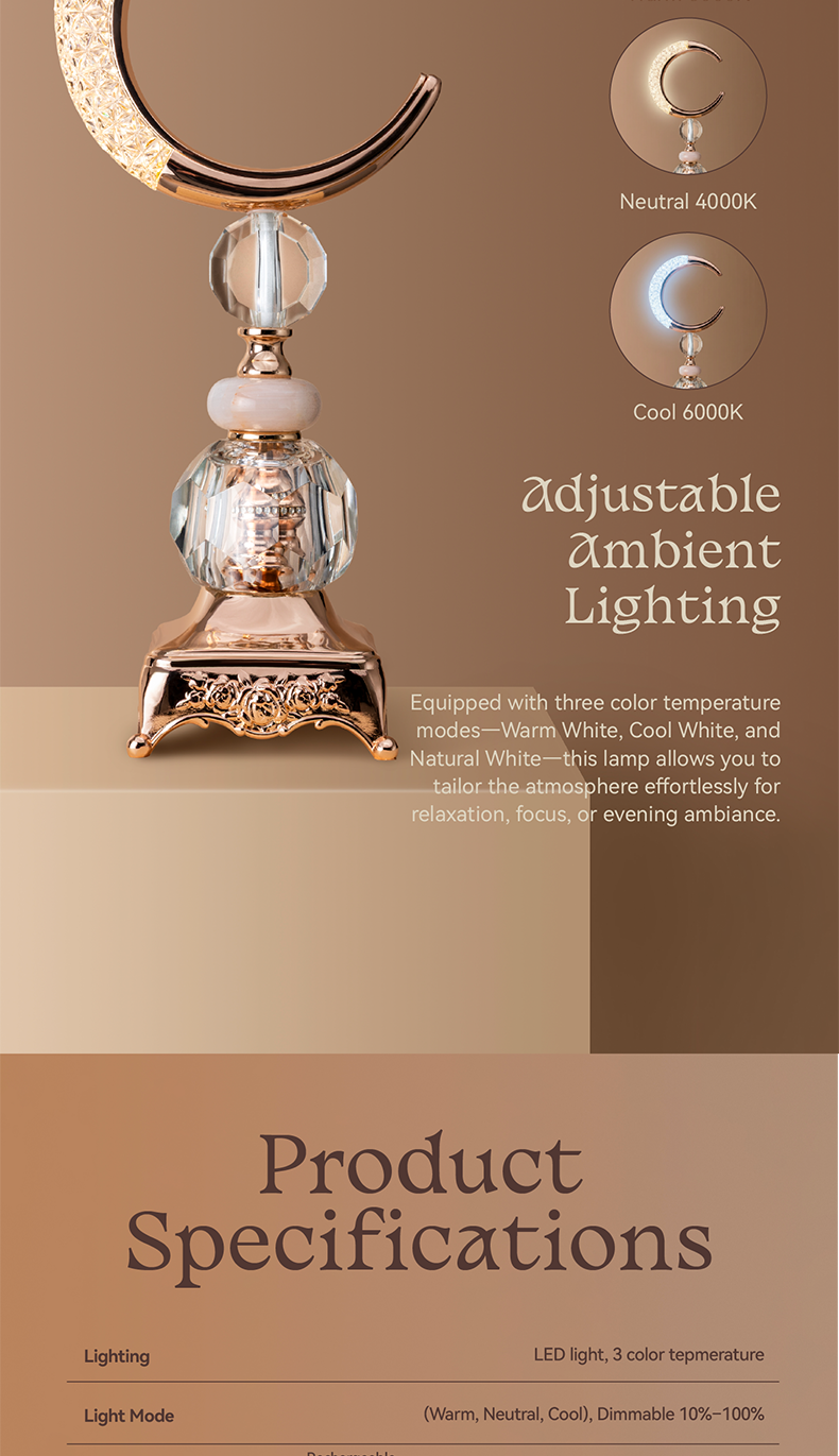 Hilal Crystal Lumière Table Lamp