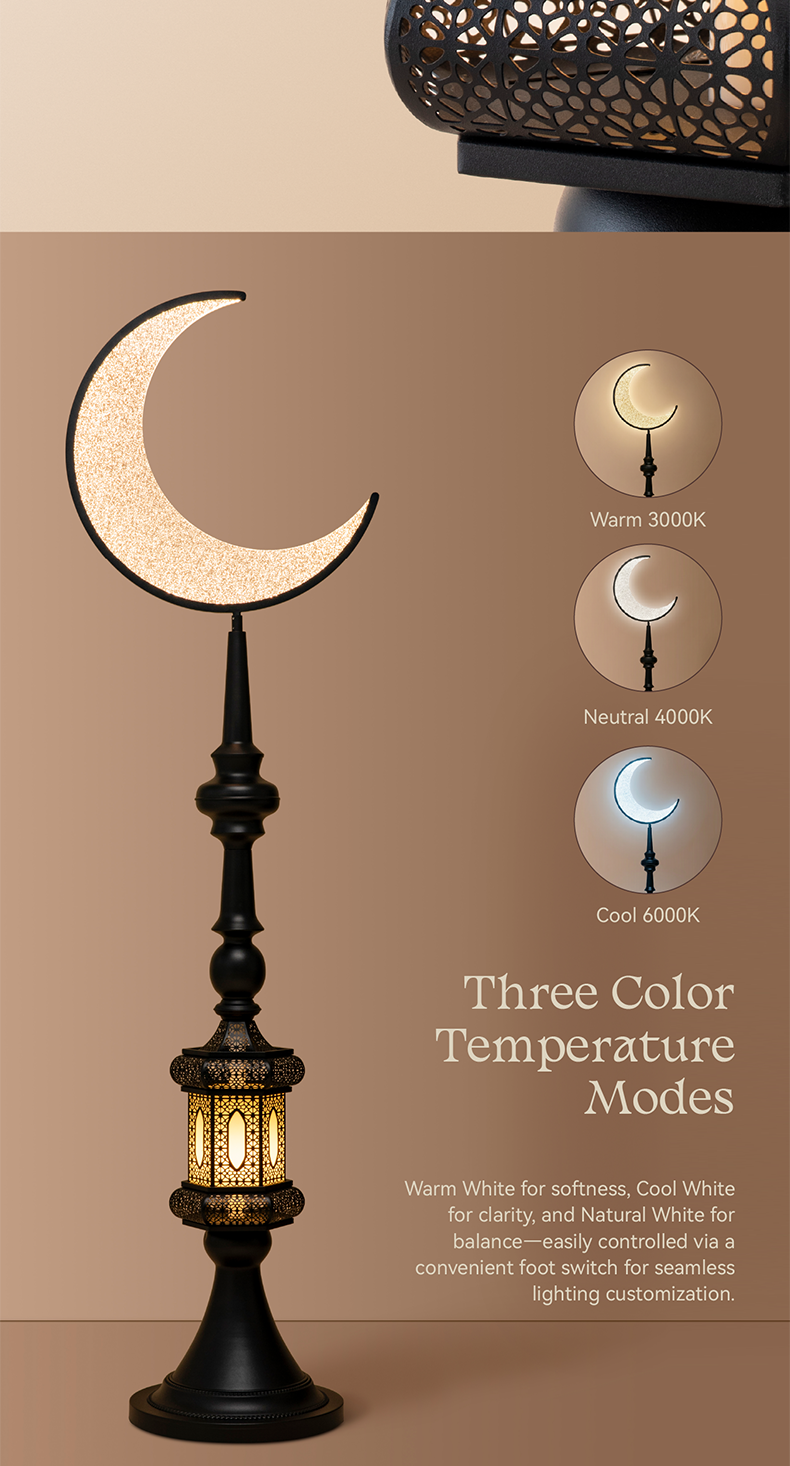 Hilal Midnight Crescent Sentinel Floor Lamp