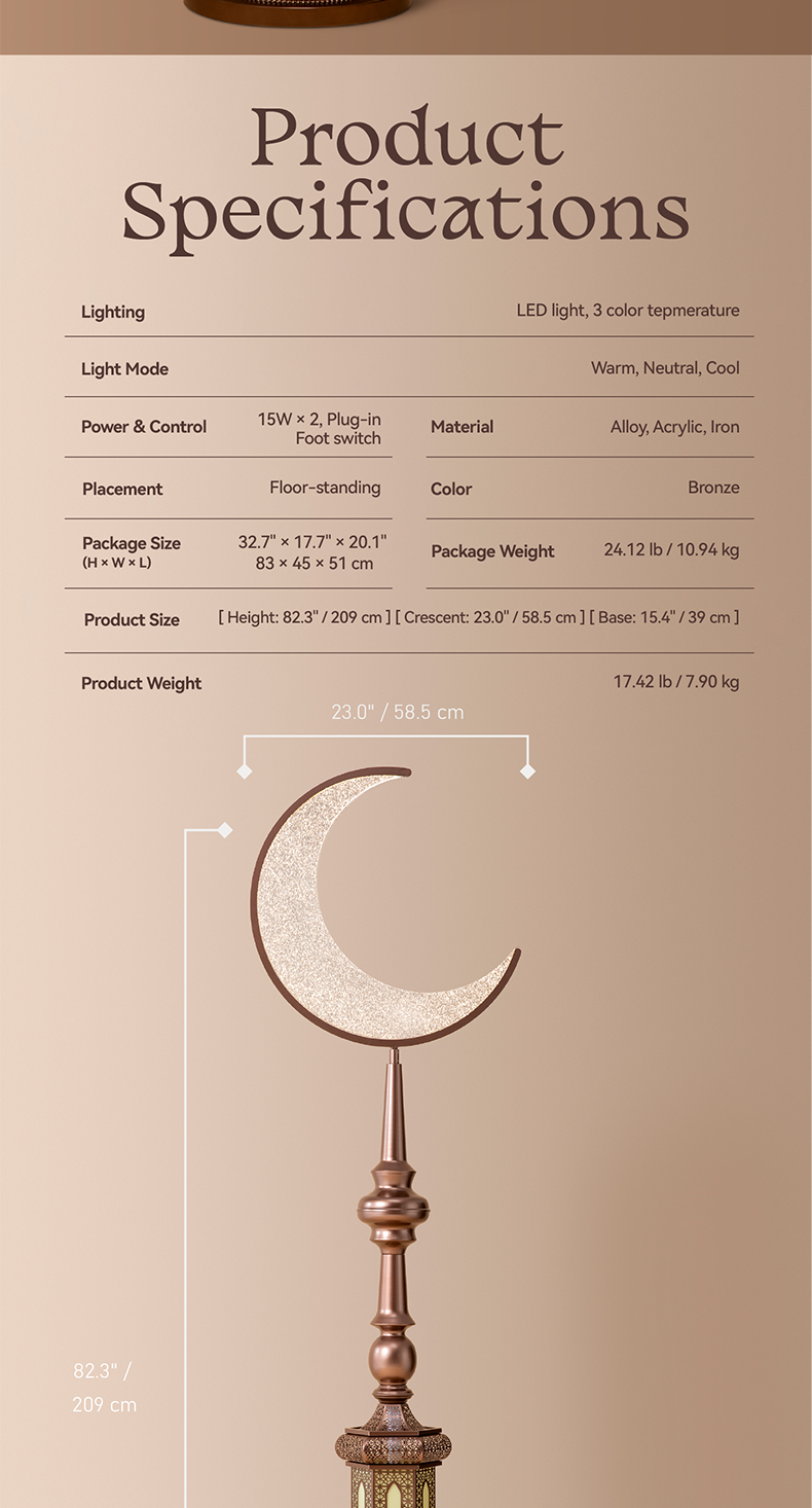 Hilal Auric Crescent Sentinel Floor Lamp