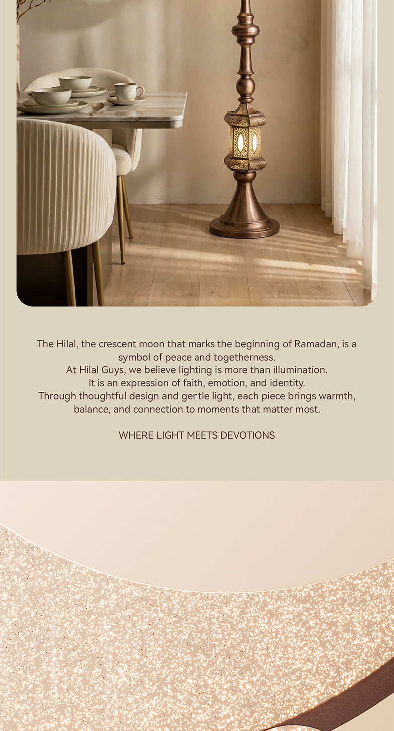 Hilal Amber Crescent Tower Floor Lamp