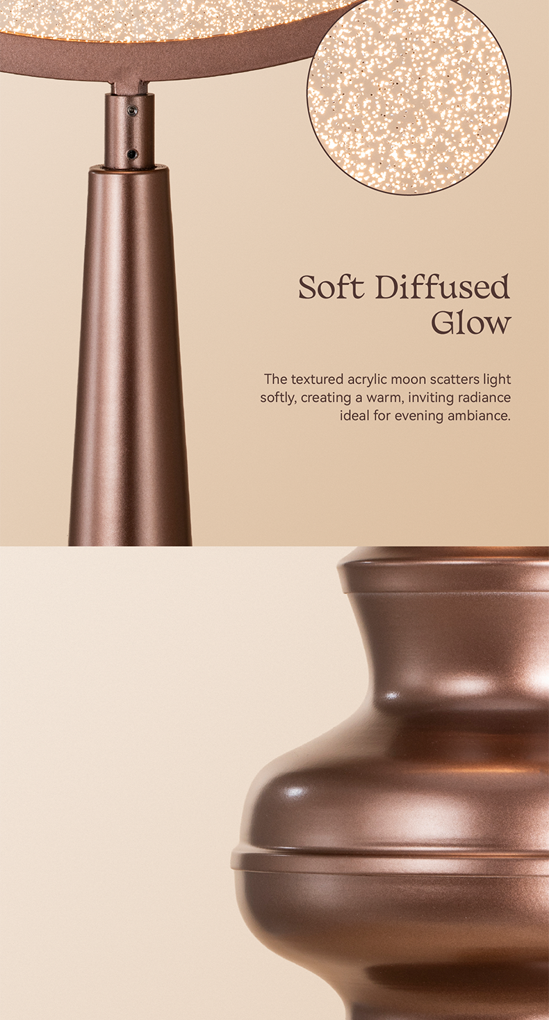 Hilal Amber Crescent Tower Floor Lamp