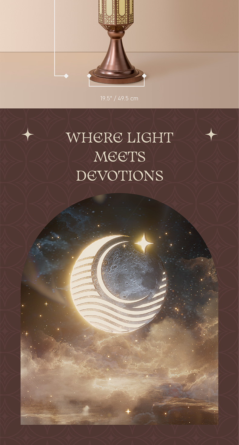 Hilal Amber Crescent Tower Floor Lamp