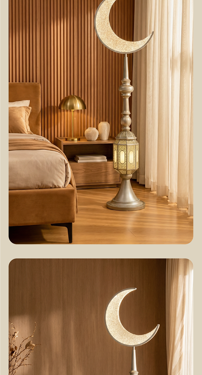 Hilal Pearl Crescent Tower Floor Lamp