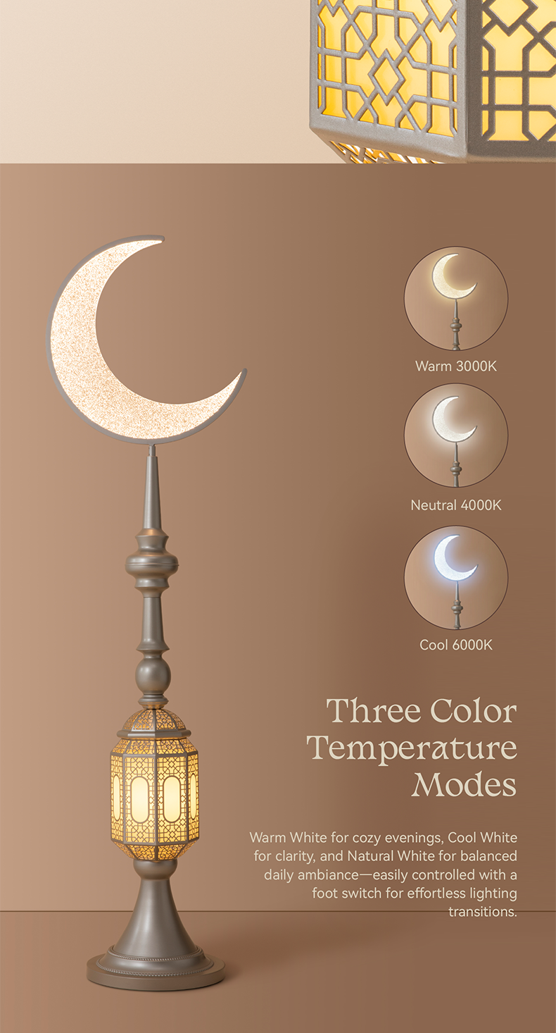 Hilal Pearl Crescent Tower Floor Lamp
