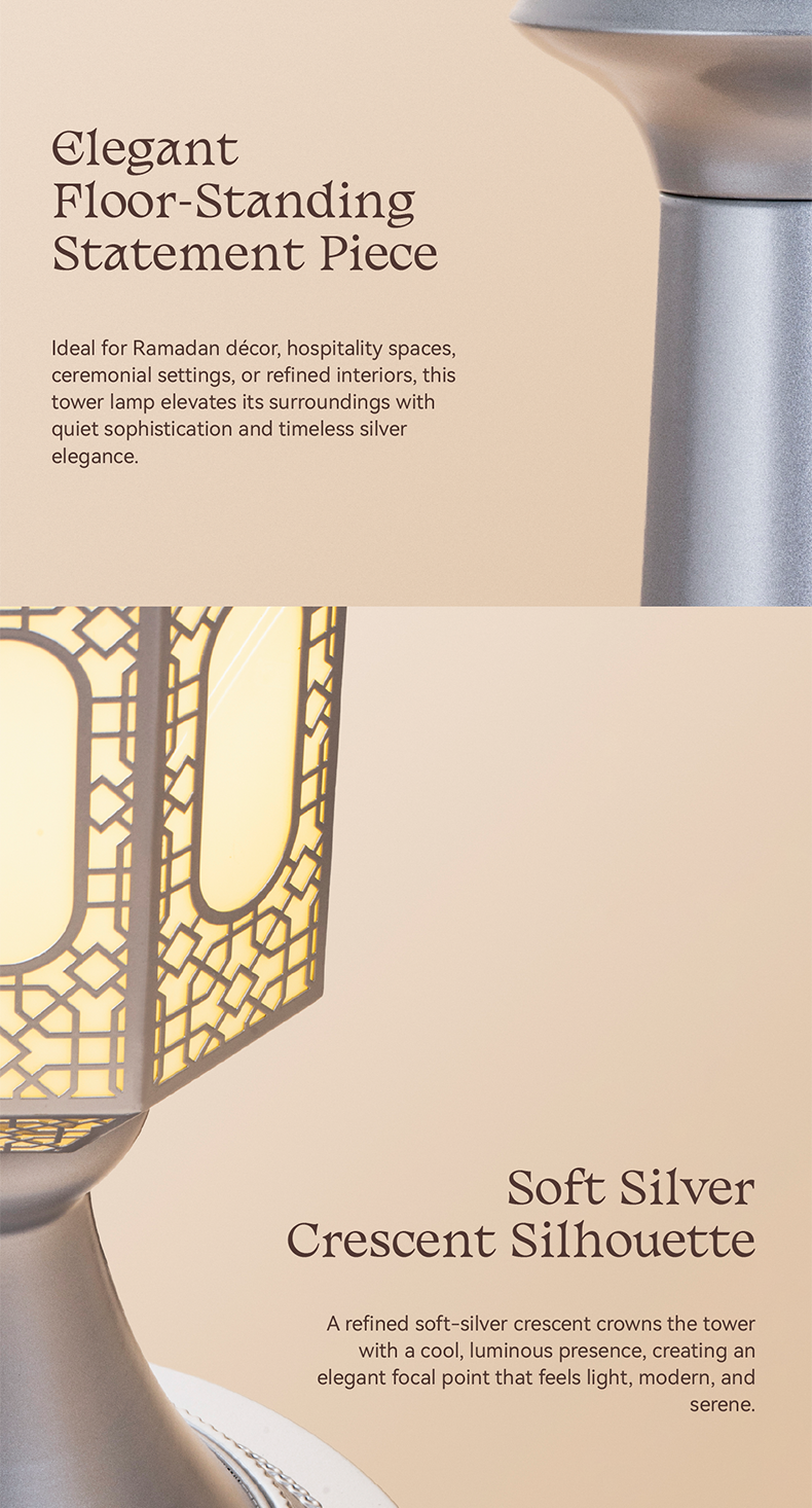 Hilal Silver Crescent Tower Floor Lamp