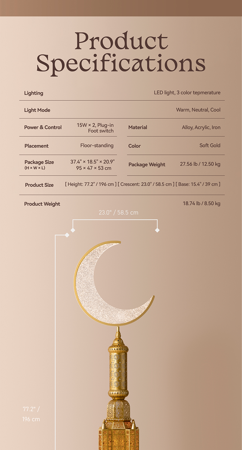 Hilal Auric Crescent Heritage Floor Lamp