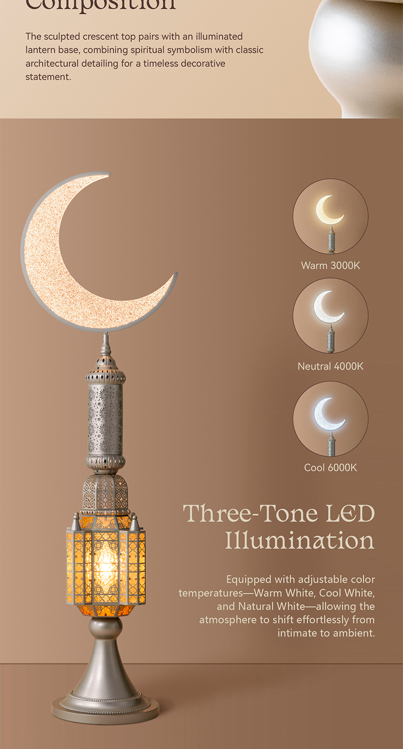 Hilal Pearl Crescent Heritage Floor Lamp