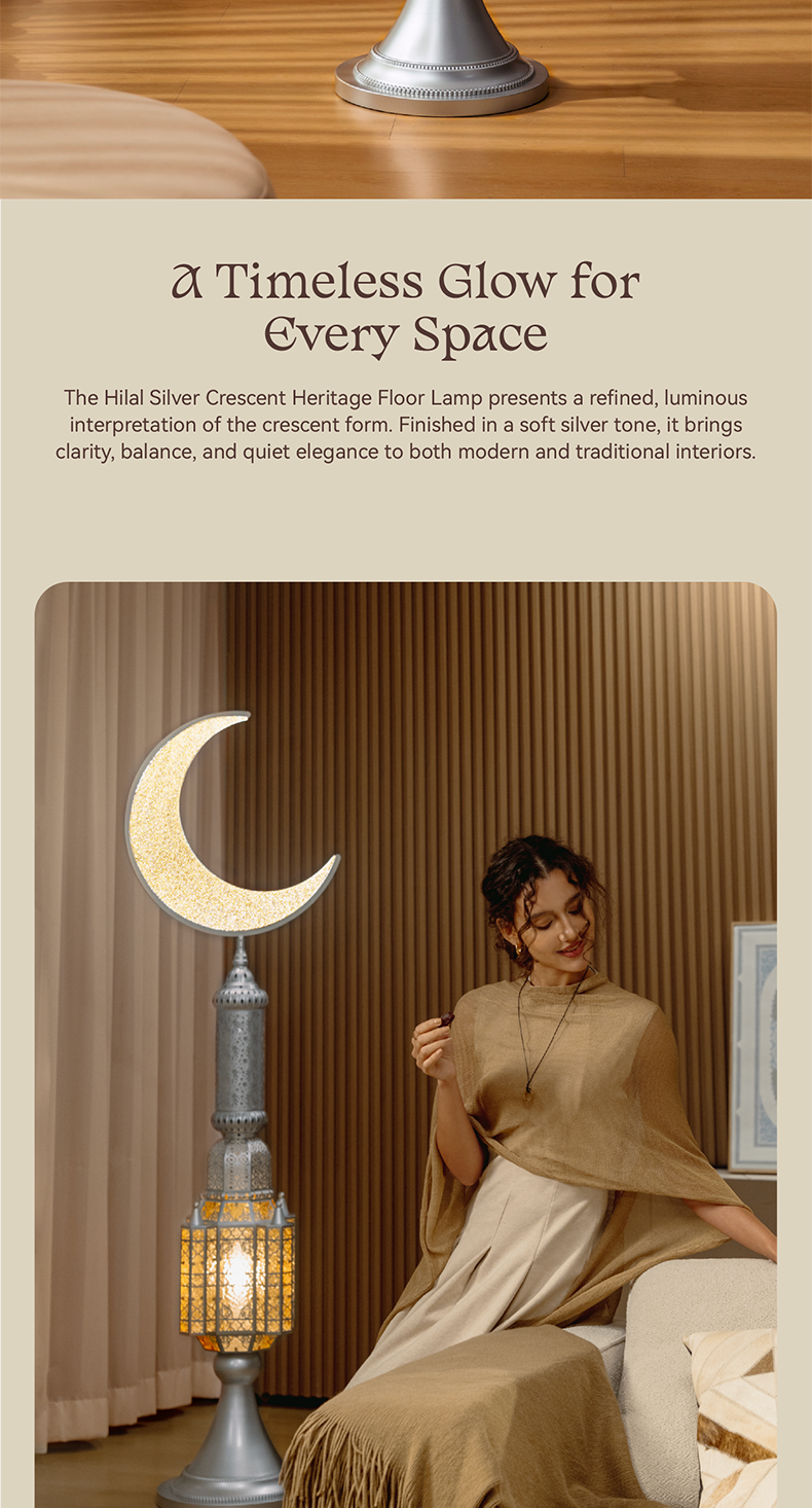 Hilal Silver Crescent Heritage Floor Lamp