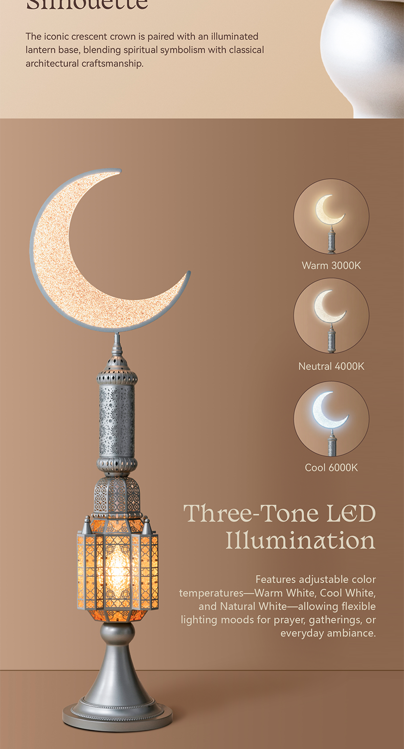 Hilal Silver Crescent Heritage Floor Lamp