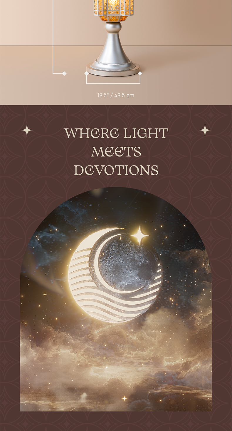 Hilal Silver Crescent Heritage Floor Lamp