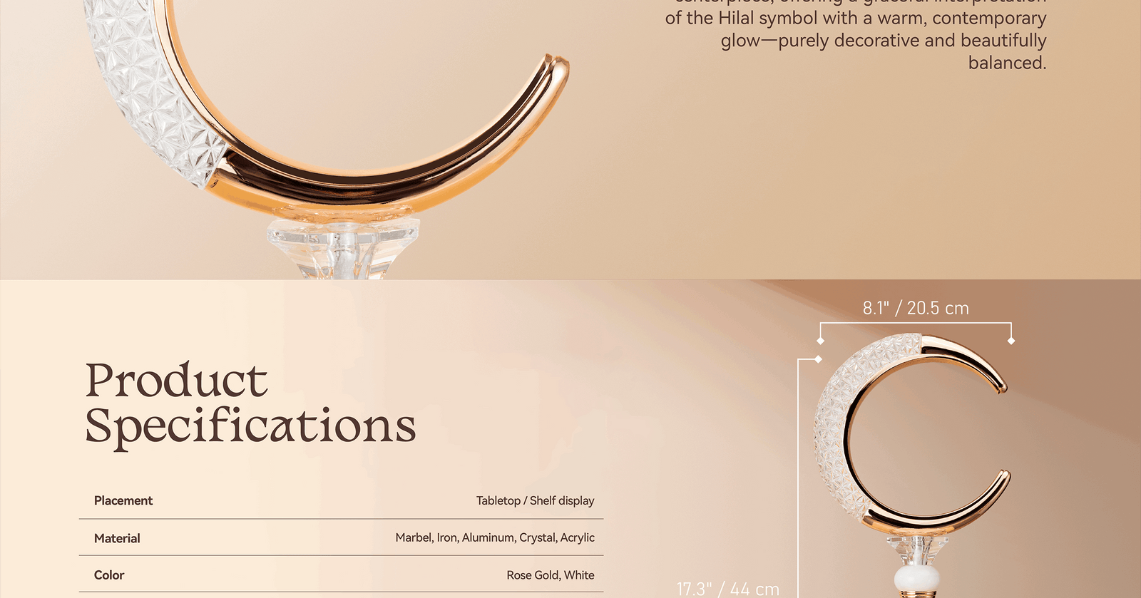 Rosé Crescent Marble Ornament