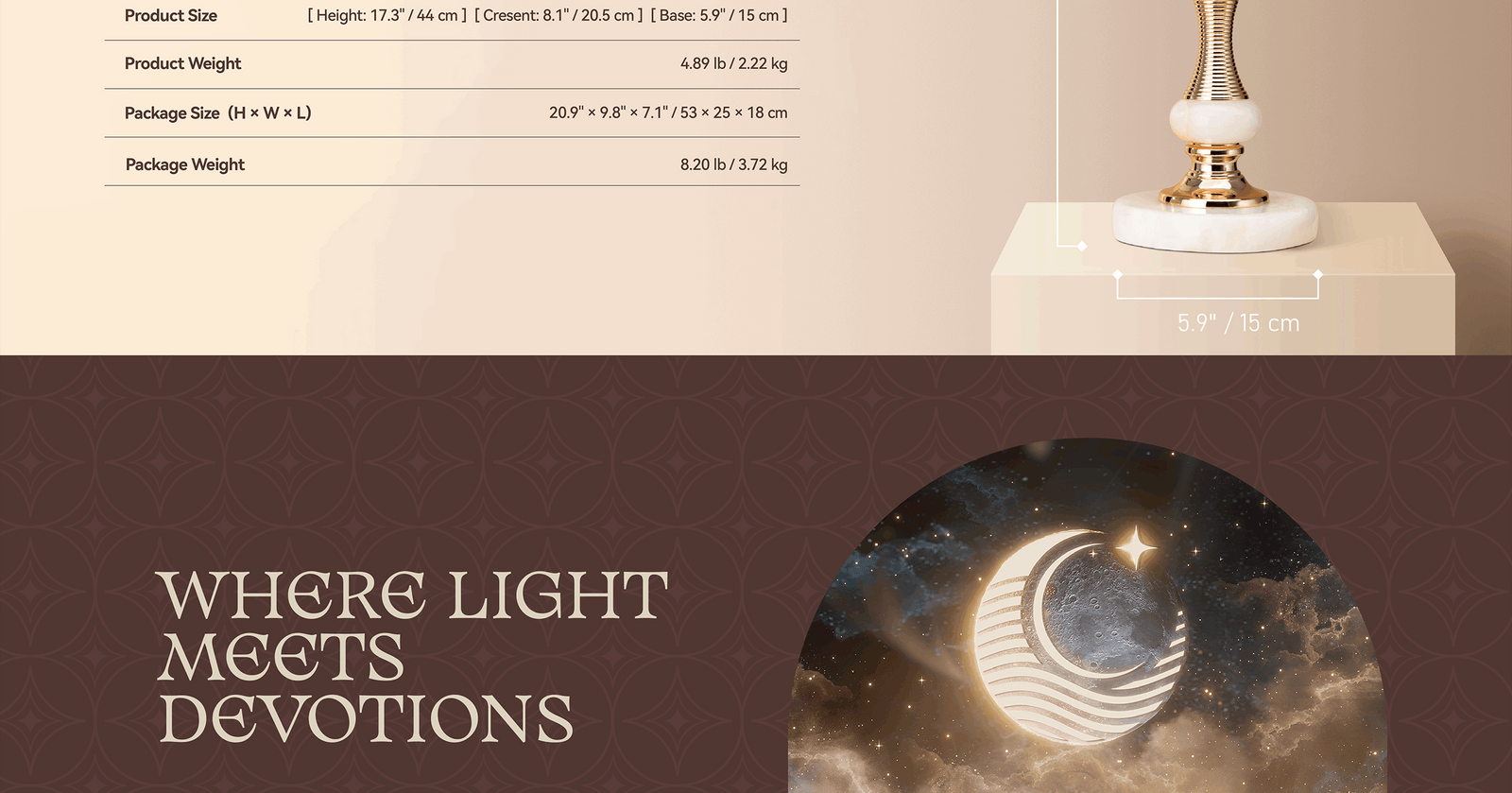 Rosé Crescent Marble Ornament