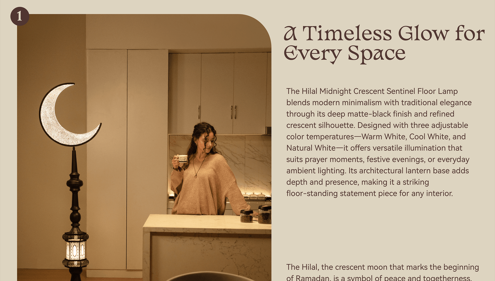 Hilal Midnight Crescent Sentinel Floor Lamp