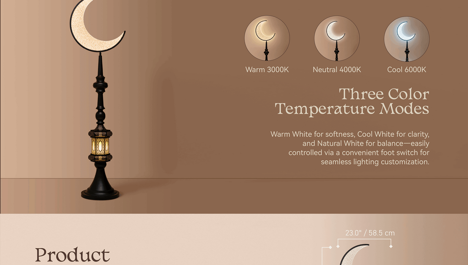 Hilal Midnight Crescent Sentinel Floor Lamp