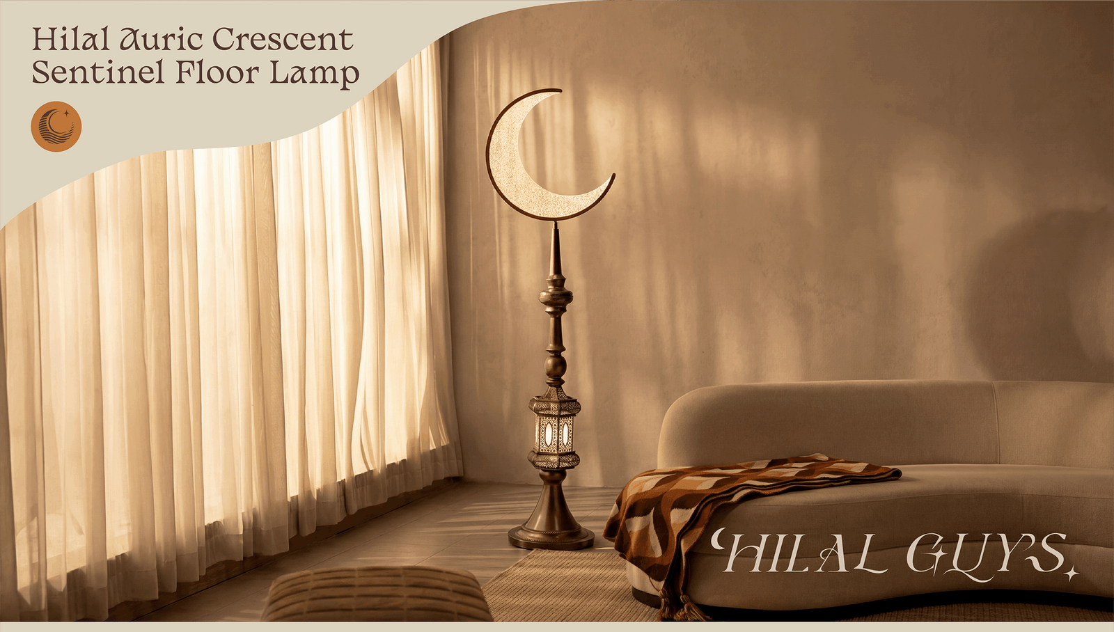 Hilal Auric Crescent Sentinel Floor Lamp