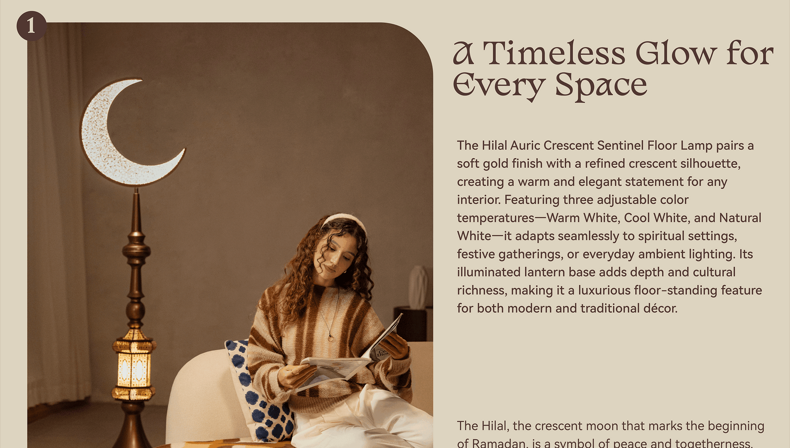 Hilal Auric Crescent Sentinel Floor Lamp