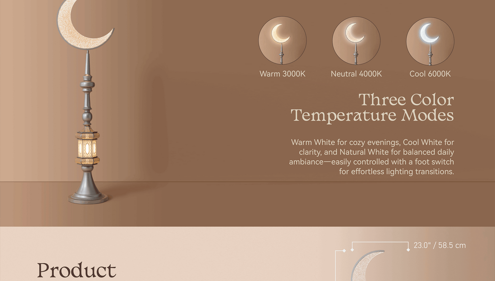 Hilal Lunar Pearl Crescent Sentinel Floor Lamp