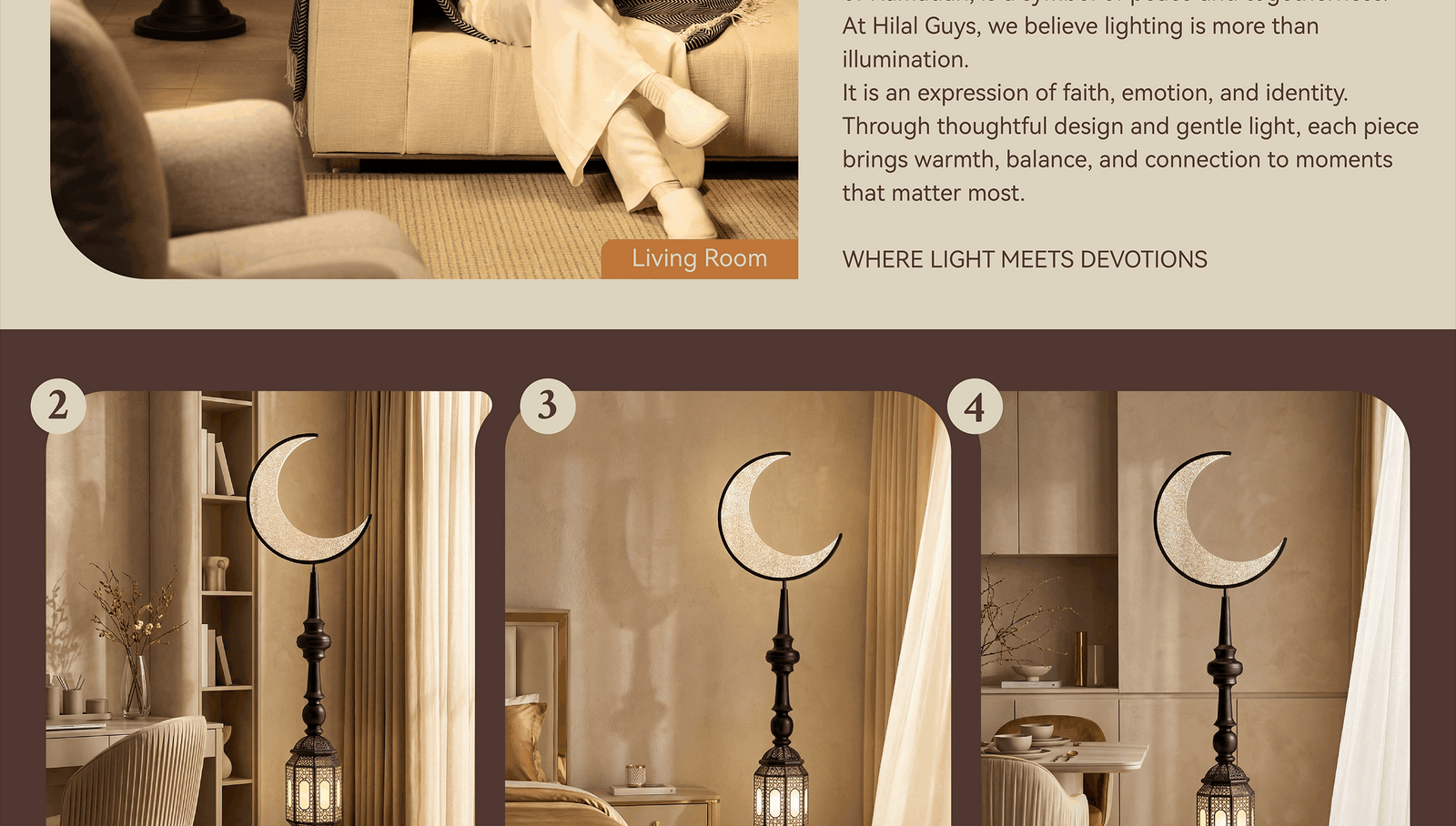 Hilal Midnight Crescent Tower Floor Lamp