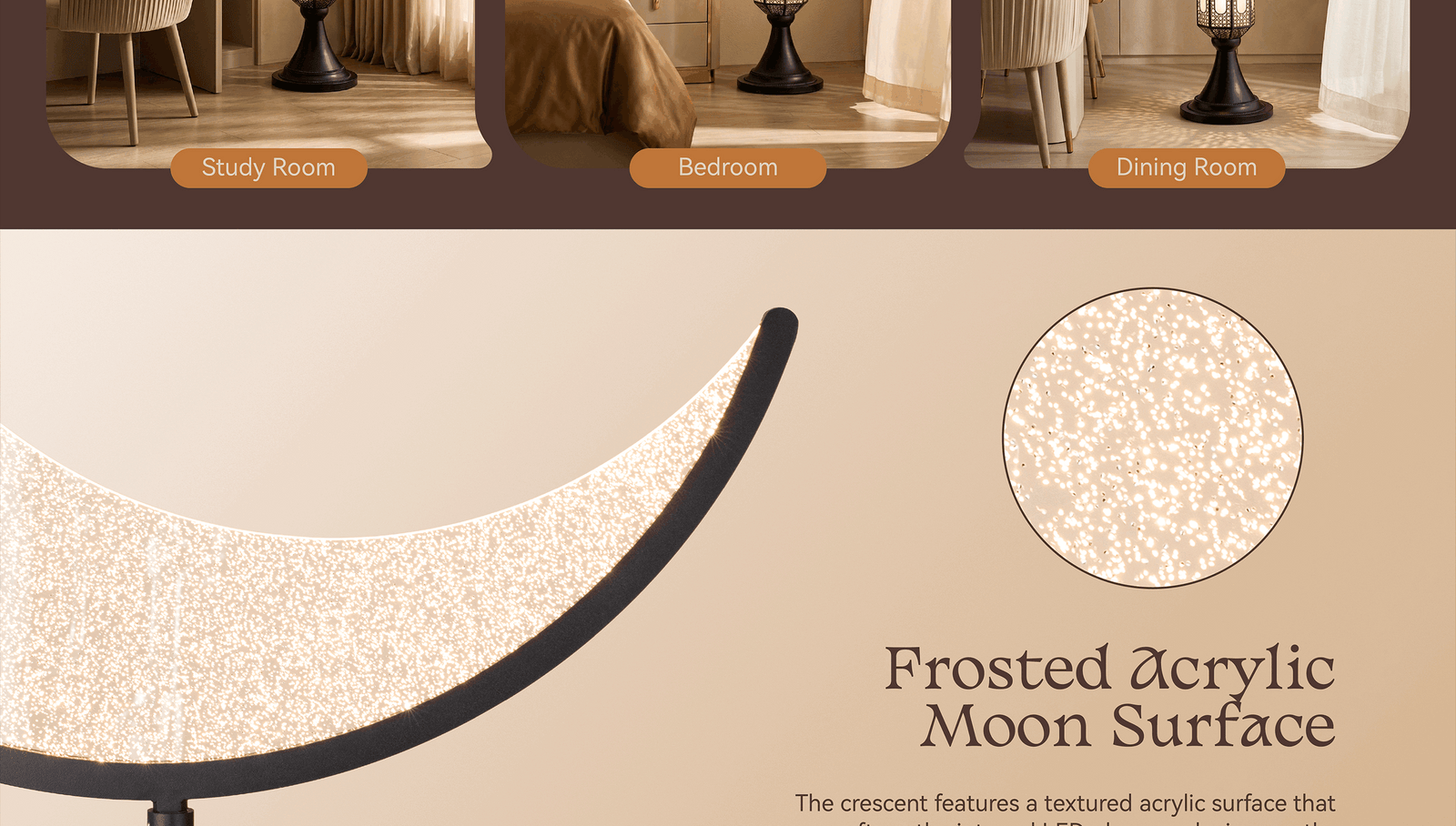 Hilal Midnight Crescent Tower Floor Lamp