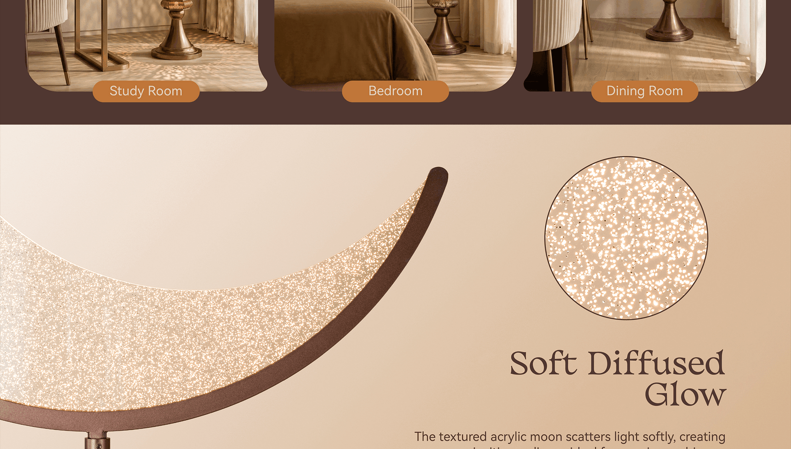 Hilal Amber Crescent Tower Floor Lamp