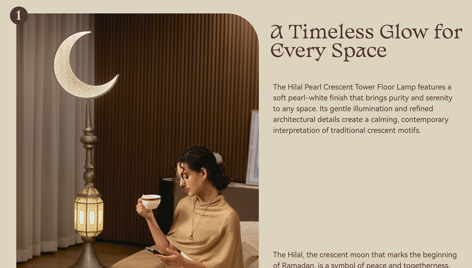 Hilal Pearl Crescent Tower Floor Lamp