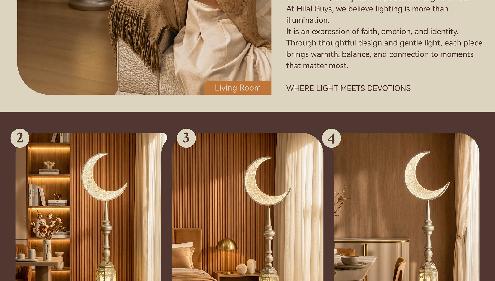 Hilal Pearl Crescent Tower Floor Lamp