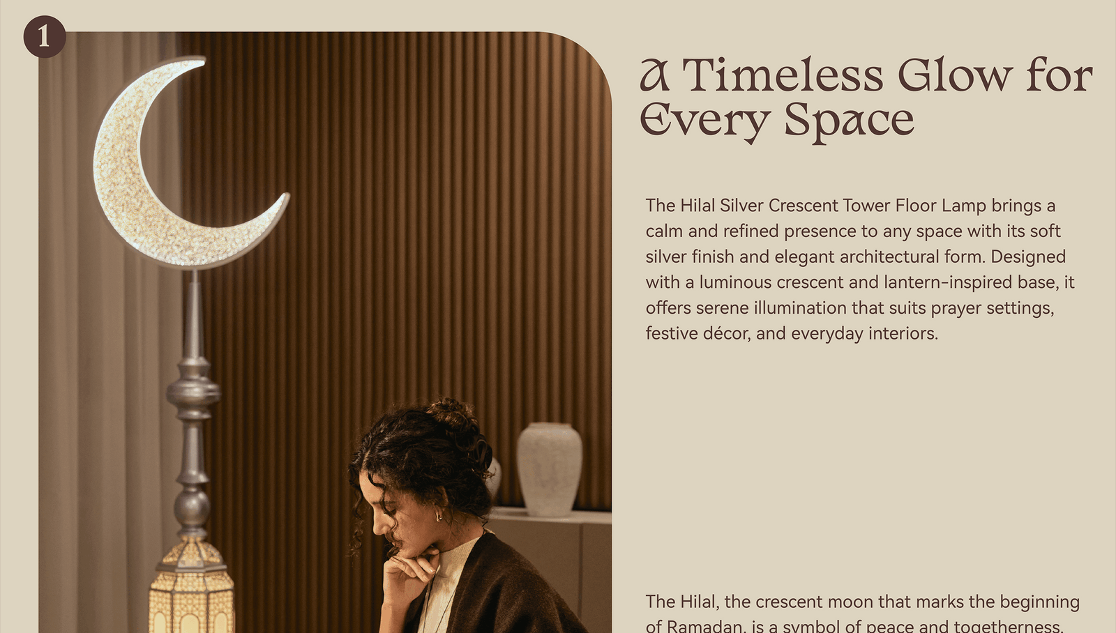Hilal Silver Crescent Tower Floor Lamp