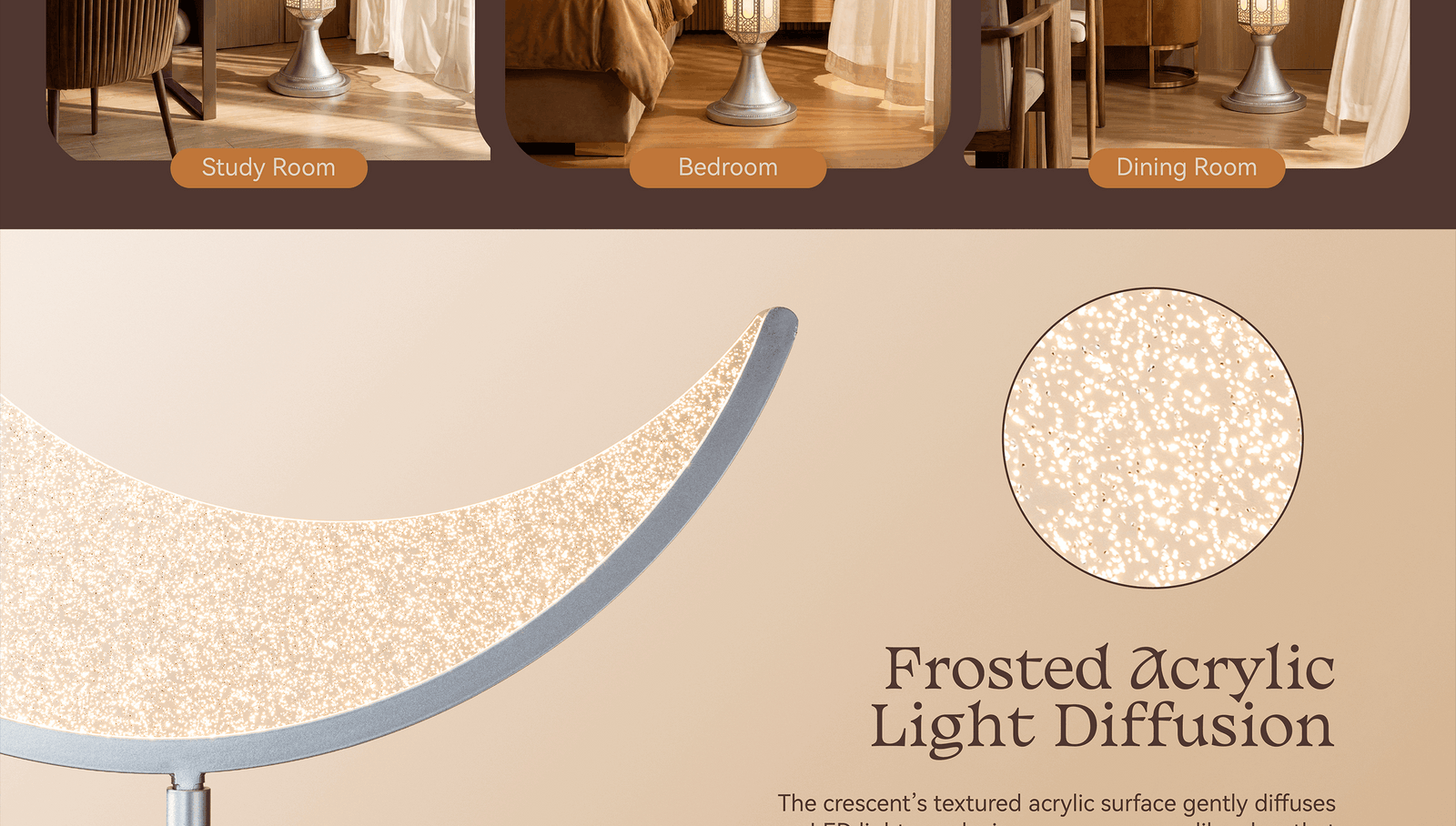 Hilal Silver Crescent Tower Floor Lamp