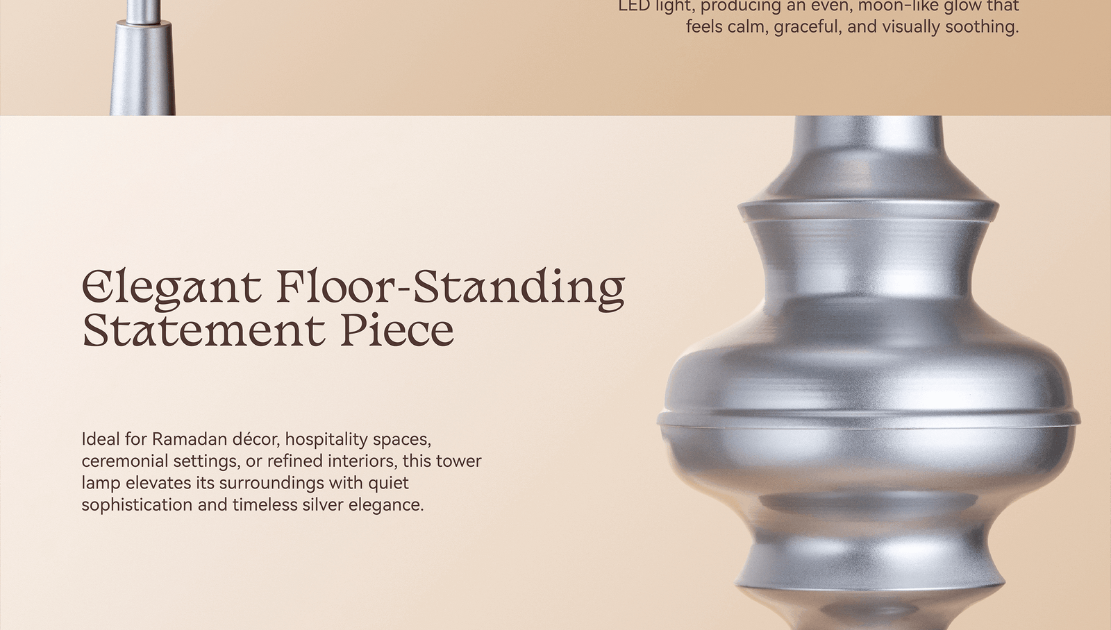 Hilal Silver Crescent Tower Floor Lamp
