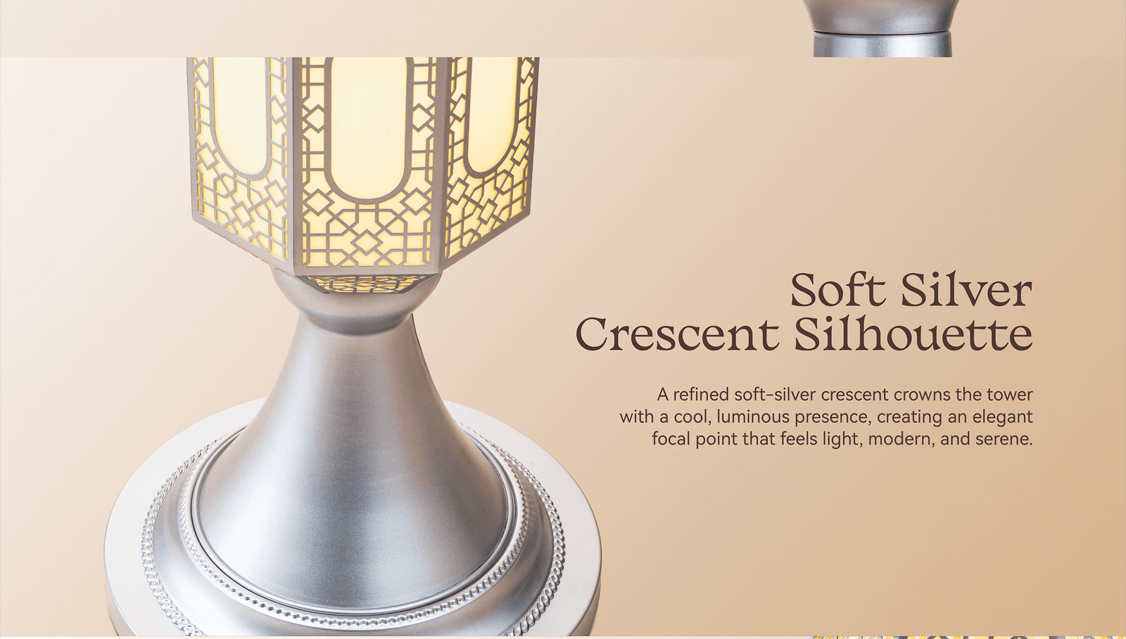 Hilal Silver Crescent Tower Floor Lamp