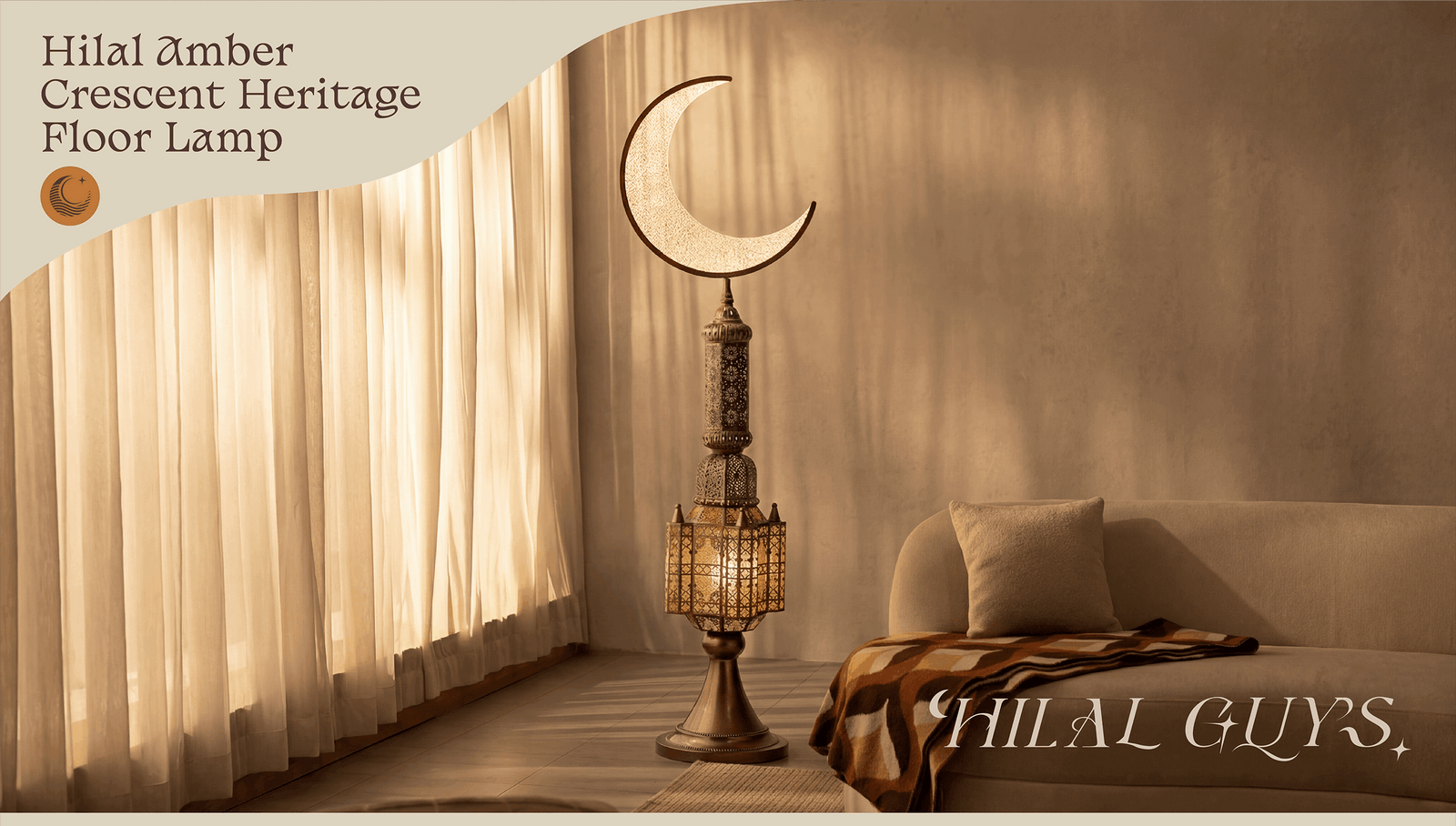 Hilal Amber Crescent Heritage Floor Lamp