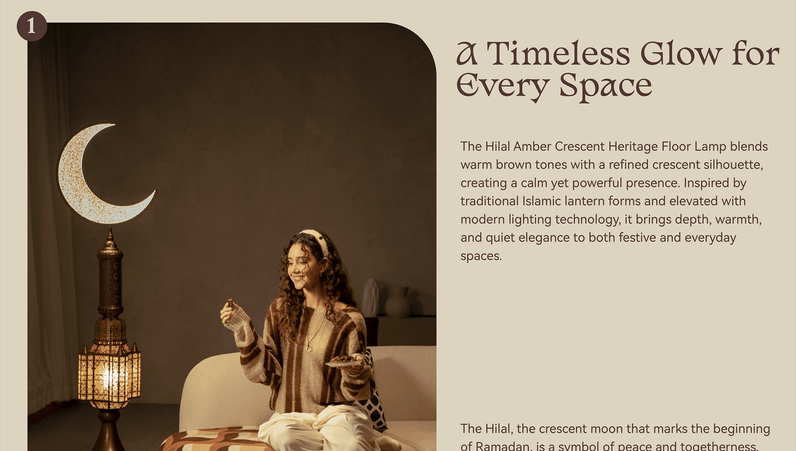 Hilal Amber Crescent Heritage Floor Lamp