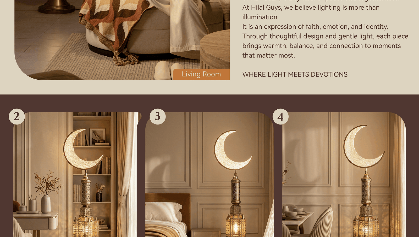 Hilal Amber Crescent Heritage Floor Lamp