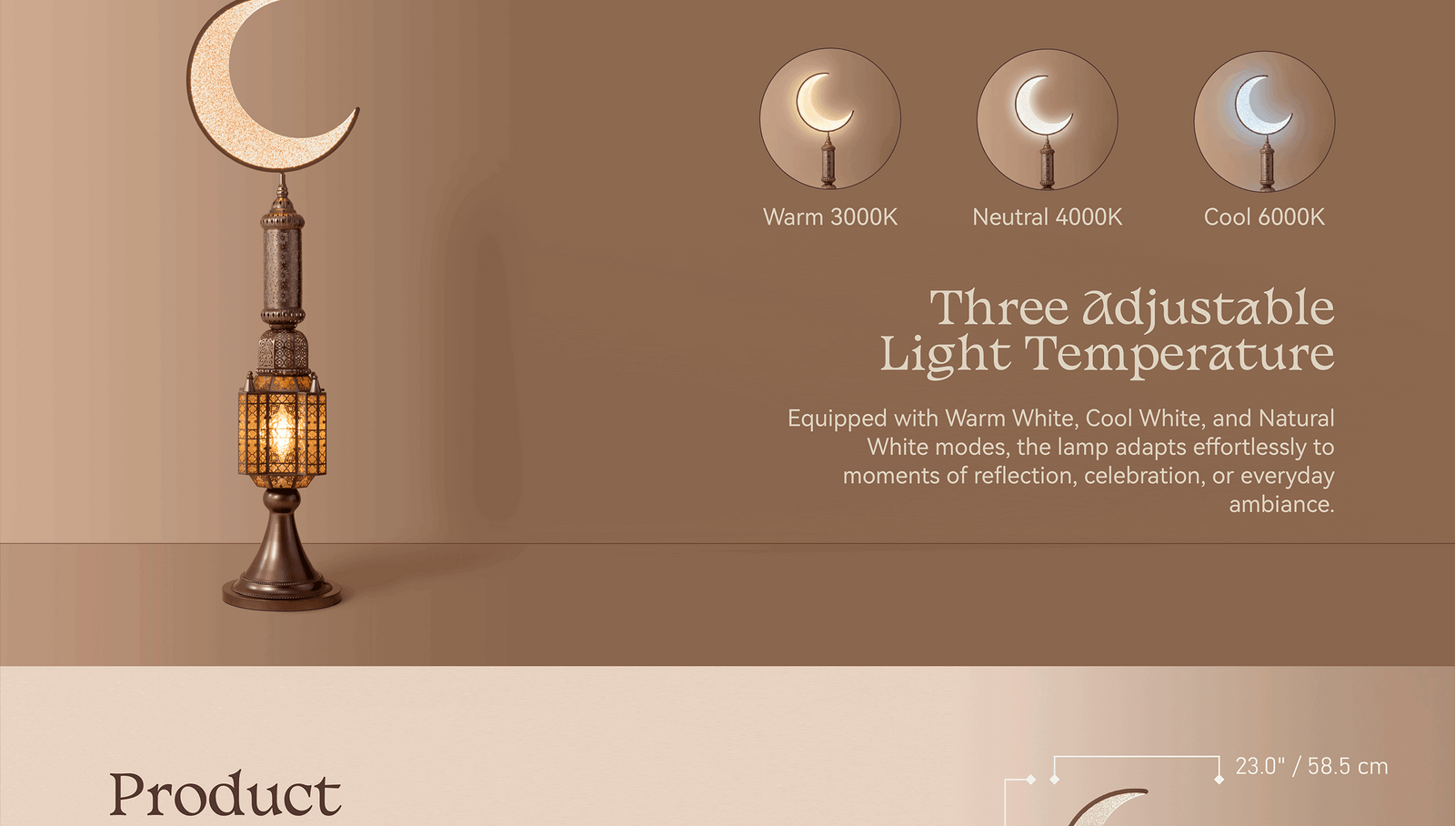 Hilal Amber Crescent Heritage Floor Lamp