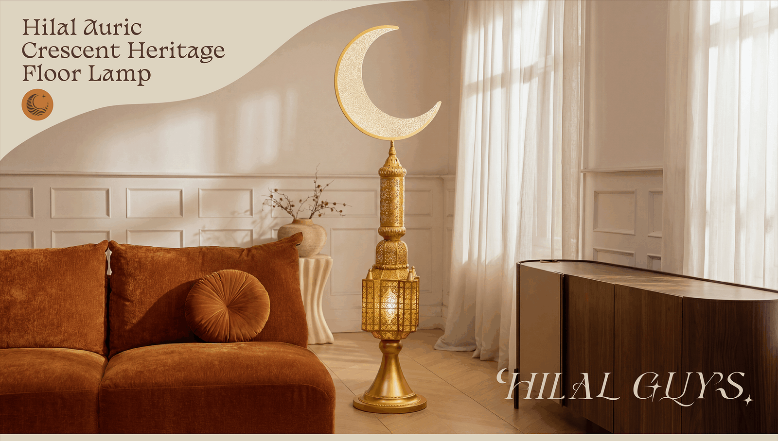 Hilal Auric Crescent Heritage Floor Lamp