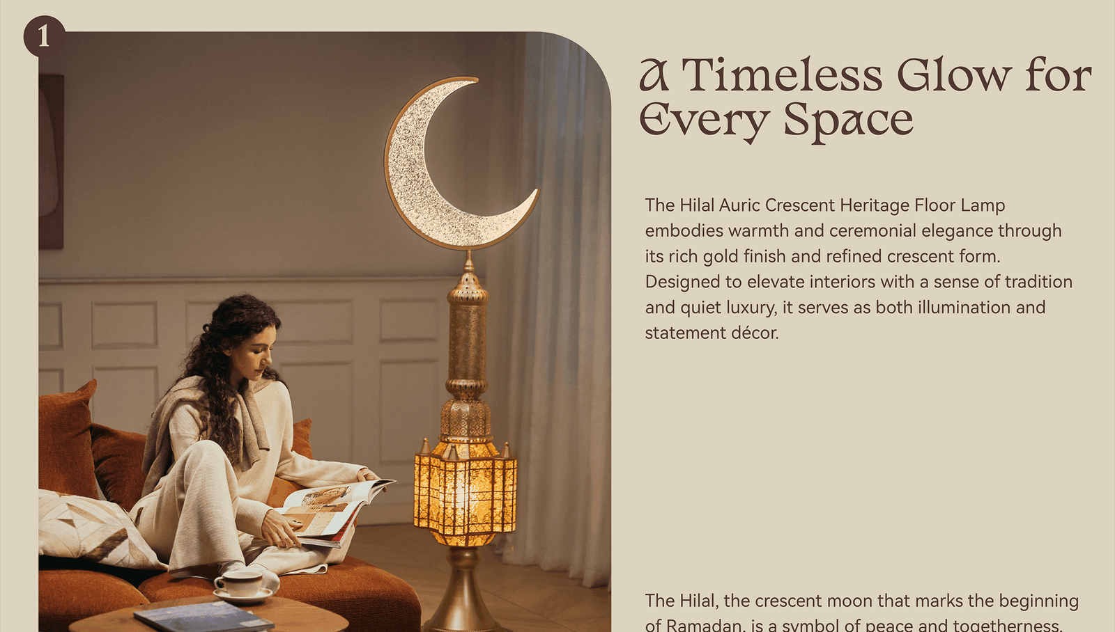 Hilal Auric Crescent Heritage Floor Lamp