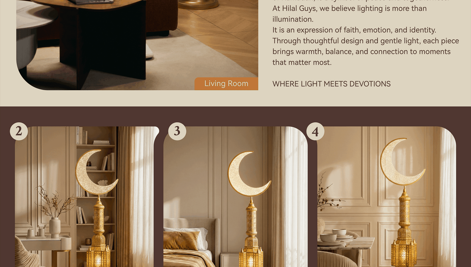 Hilal Auric Crescent Heritage Floor Lamp