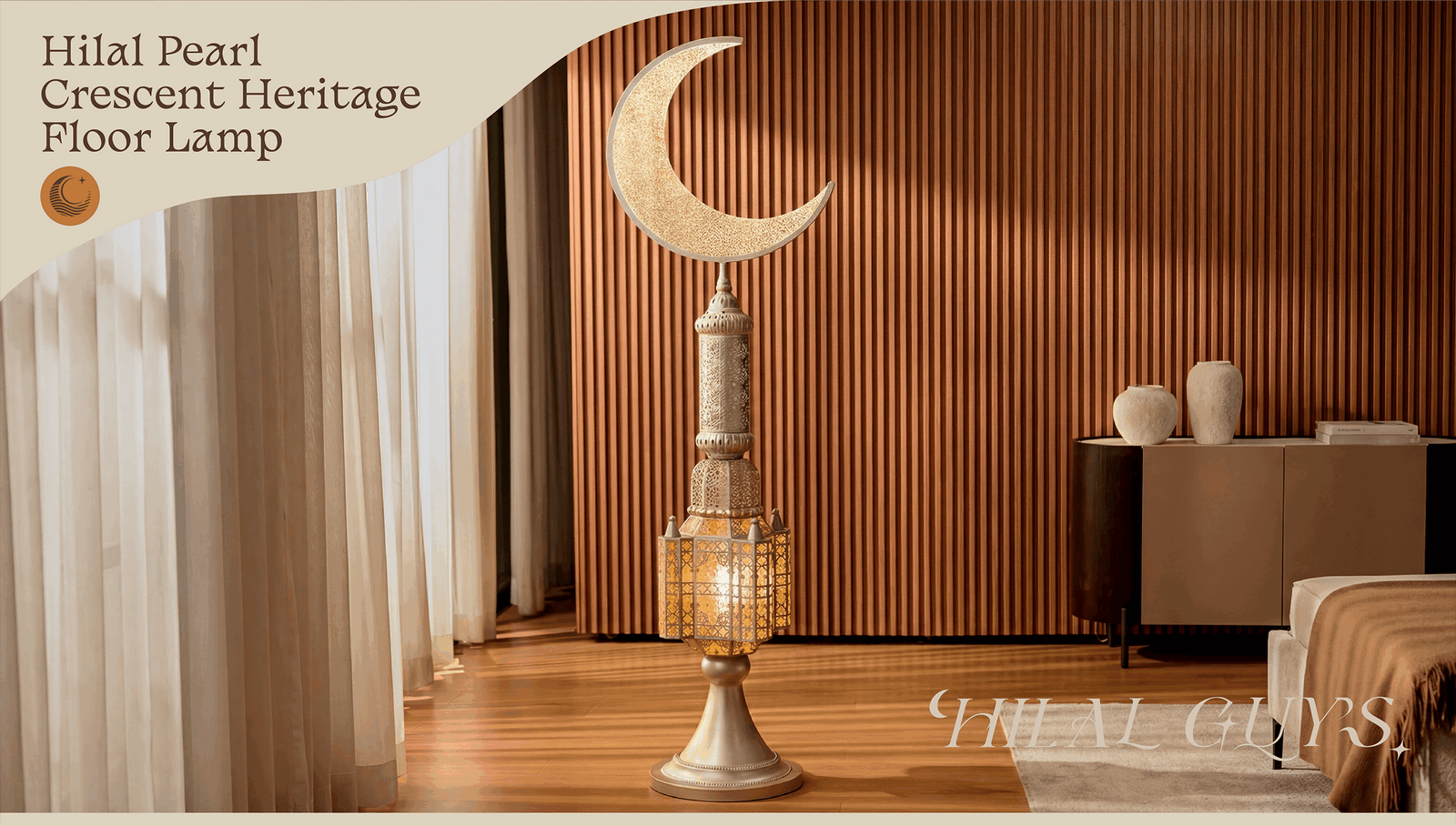 Hilal Pearl Crescent Heritage Floor Lamp