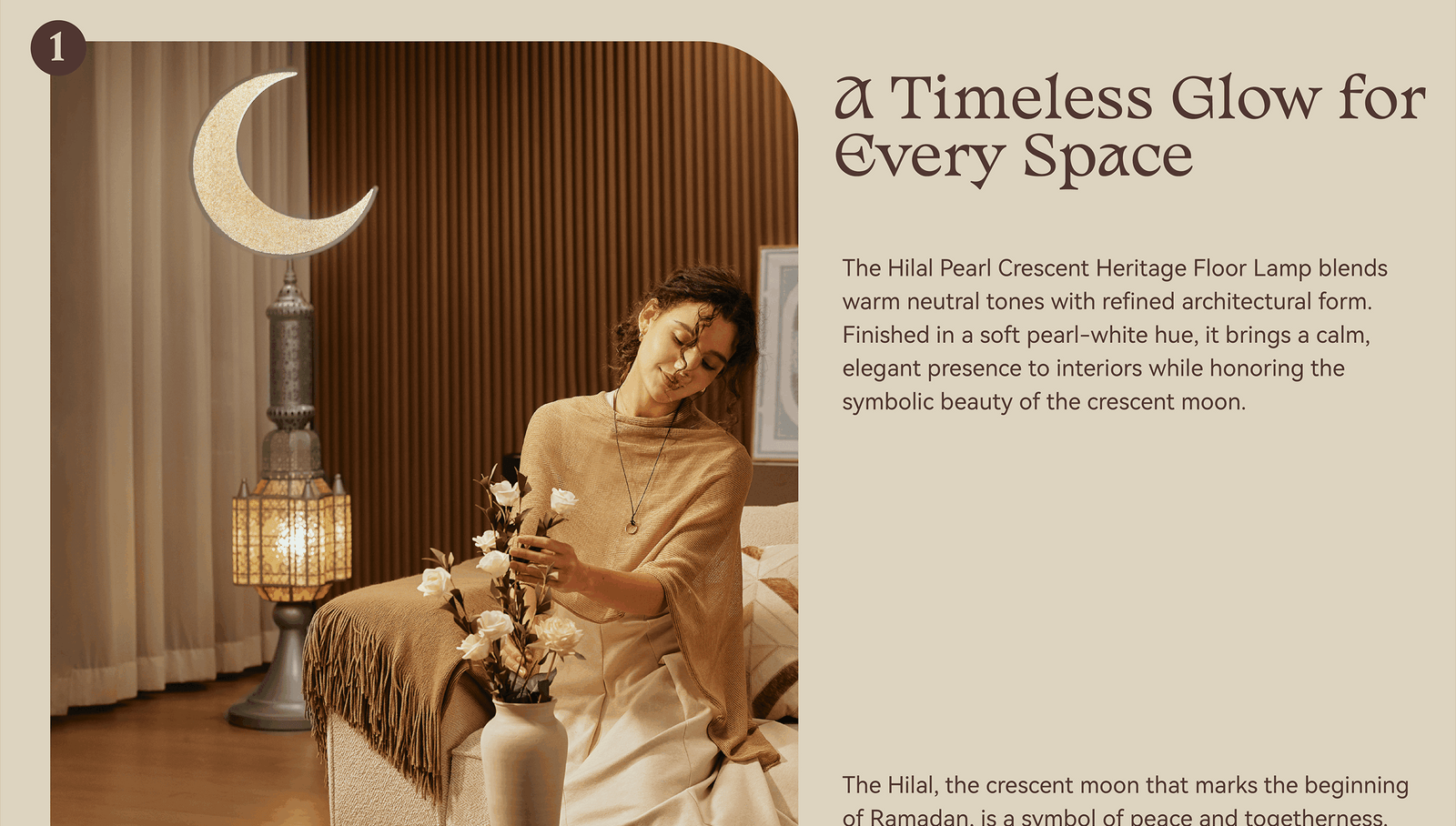 Hilal Pearl Crescent Heritage Floor Lamp