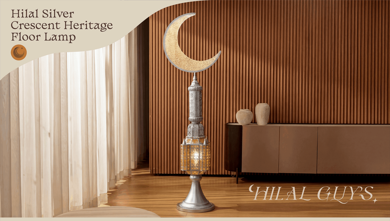 Hilal Silver Crescent Heritage Floor Lamp