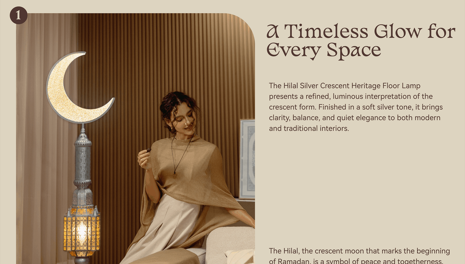 Hilal Silver Crescent Heritage Floor Lamp