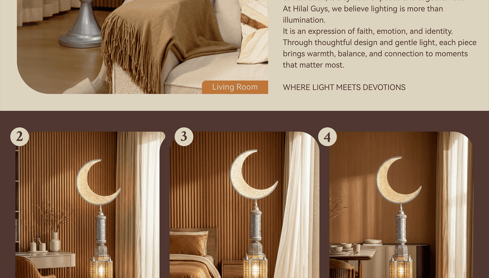 Hilal Silver Crescent Heritage Floor Lamp