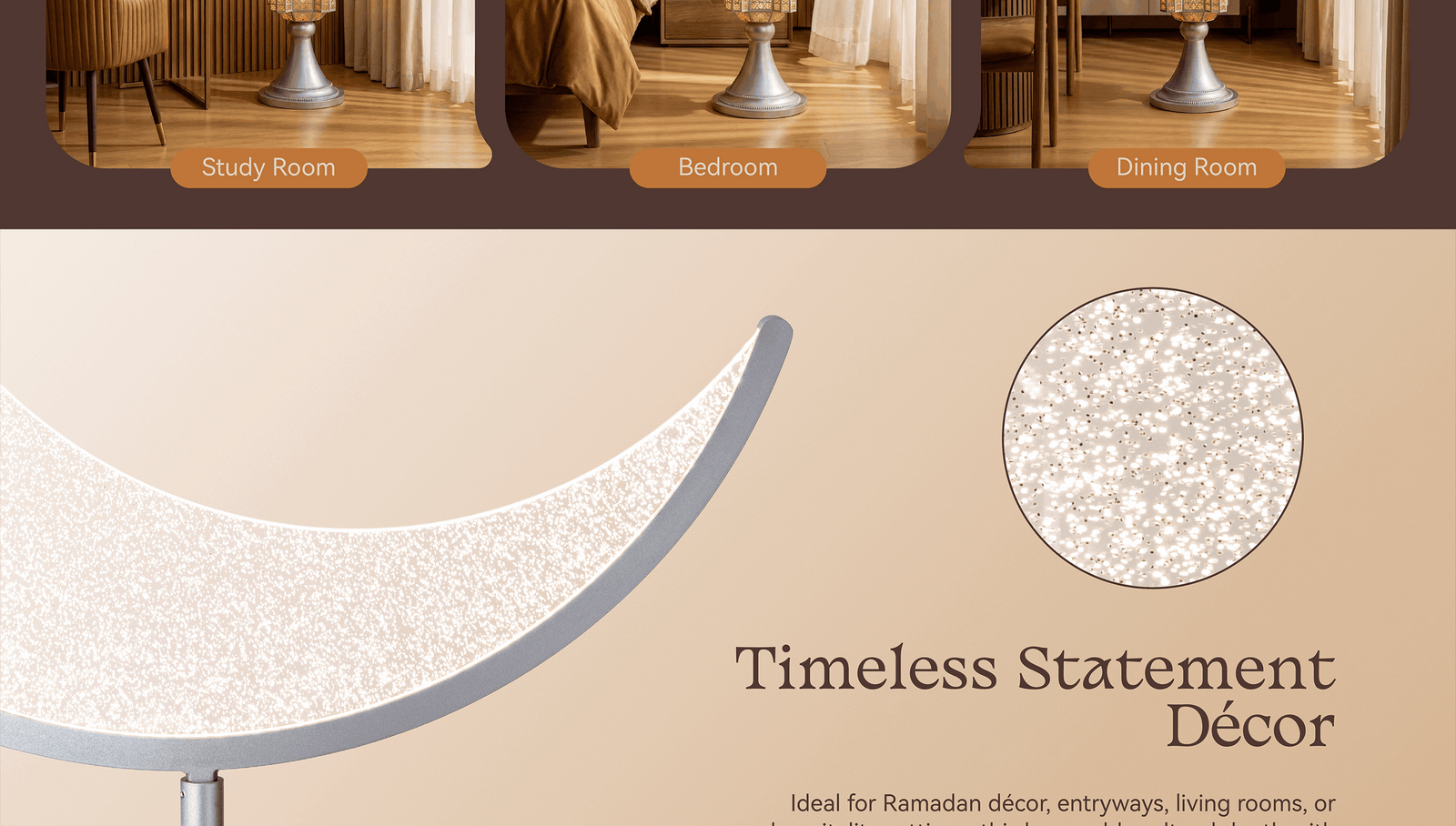 Hilal Silver Crescent Heritage Floor Lamp