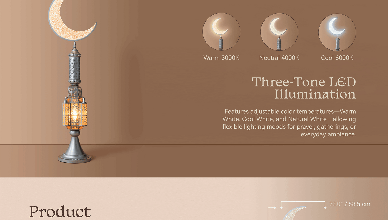 Hilal Silver Crescent Heritage Floor Lamp